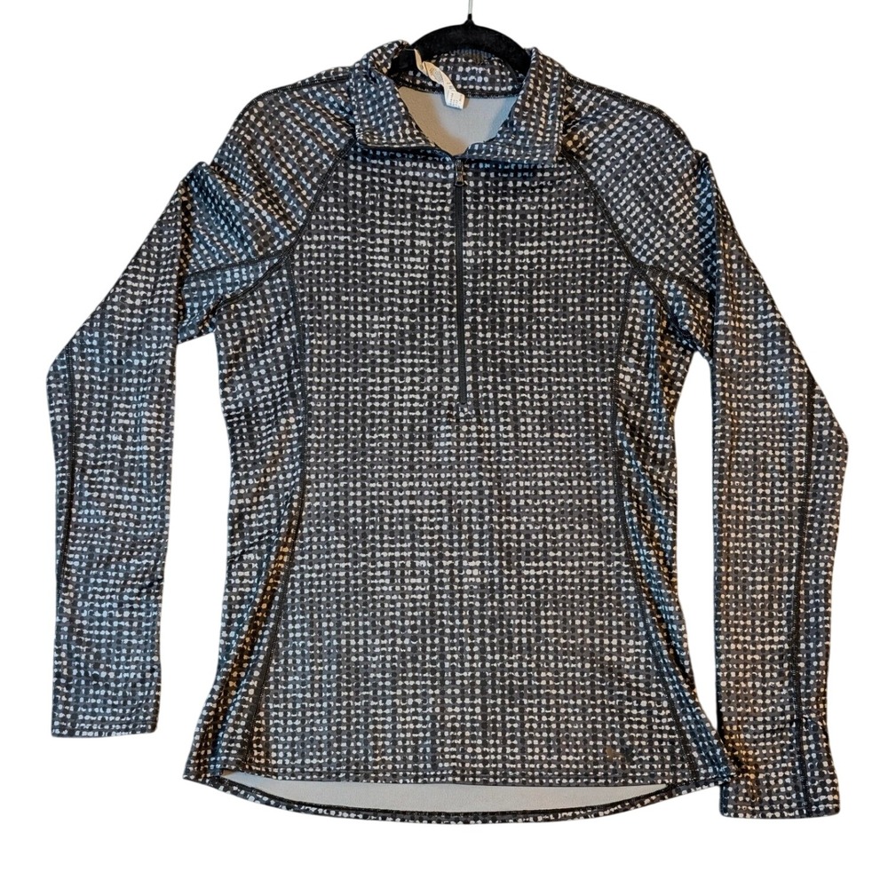Under Armour Cold Gear Womens L Gray Lined Black Dot 1/4 Zip Long Sleeve Fitted